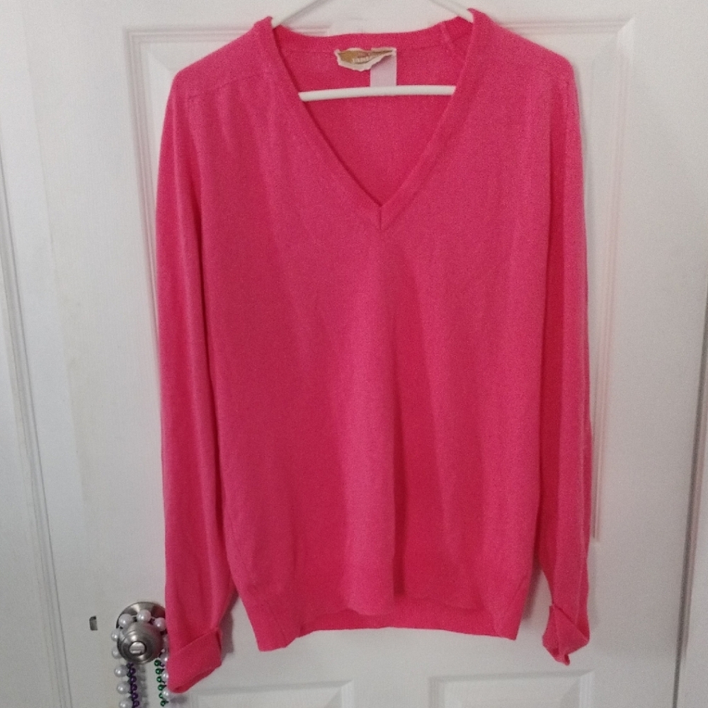 Vintage 70's Jantzen Men's V-Neck Sweater in Salmon Sz M